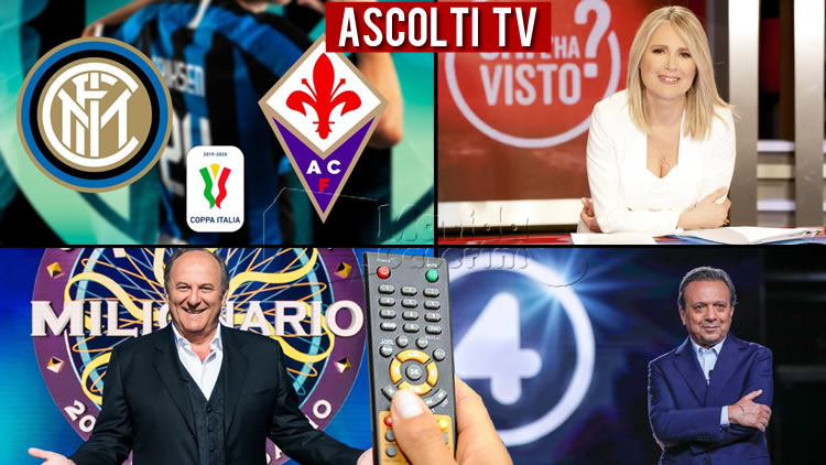 Ascolti TV mercoledì 29 gennaio 2020