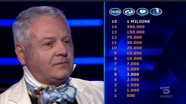 Chi vuol essere milionario 17 settembre, diretta - Il secondo concorrente è Alberto Spiazzi