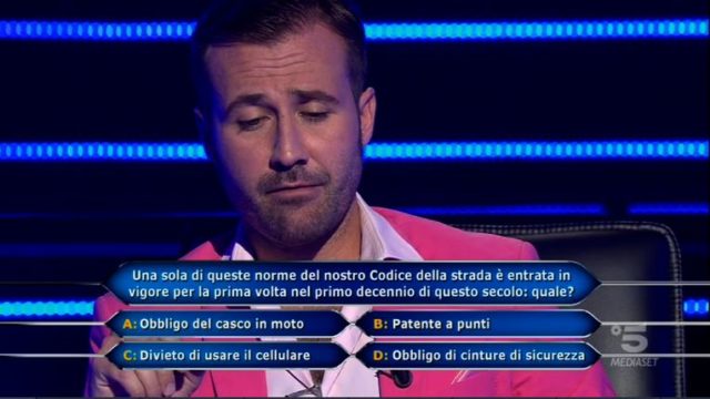 La nona domanda del concorrente Valerio Liprandi