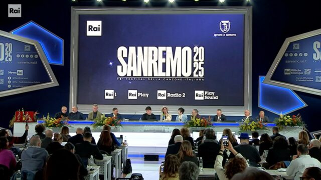 Sanremo 2025 conferenza stampa 16 febbraio parterre